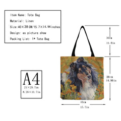 Watercolor Collie Dog Print Tote Bag For Women Casual Shoulder Handbags