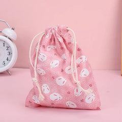 Print Cotton Drawstring Bag Small Size Storage Bag Christmas Gift Candy Jewelry