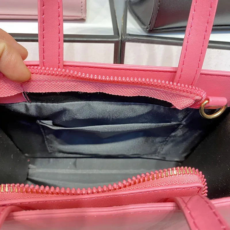 Women's Leather Handbag Set: Shoulder Crossbody Bag, Tote Purse & Hat