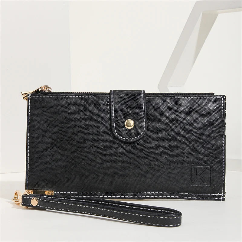 Multifunctional Clutch Long Wallet Double Zipper Business Bag