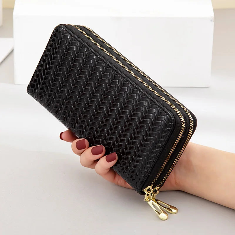 Patent Leather Women's Wallets Long Ladies Double Zipper Wallet Clutch Bag