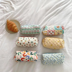 Quilted Small Makeup Bag Zipper Cosmetic Pouch Women Portable
