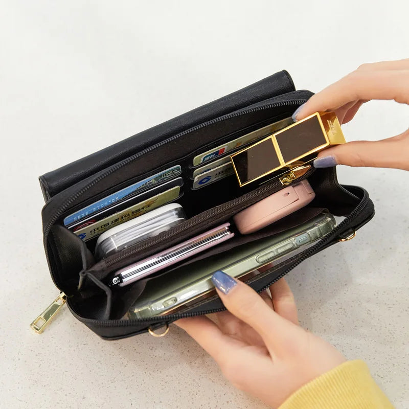 RFID Anti-theft Brush Female Wallet Touch Screen Mobile Phone Ladies Bag