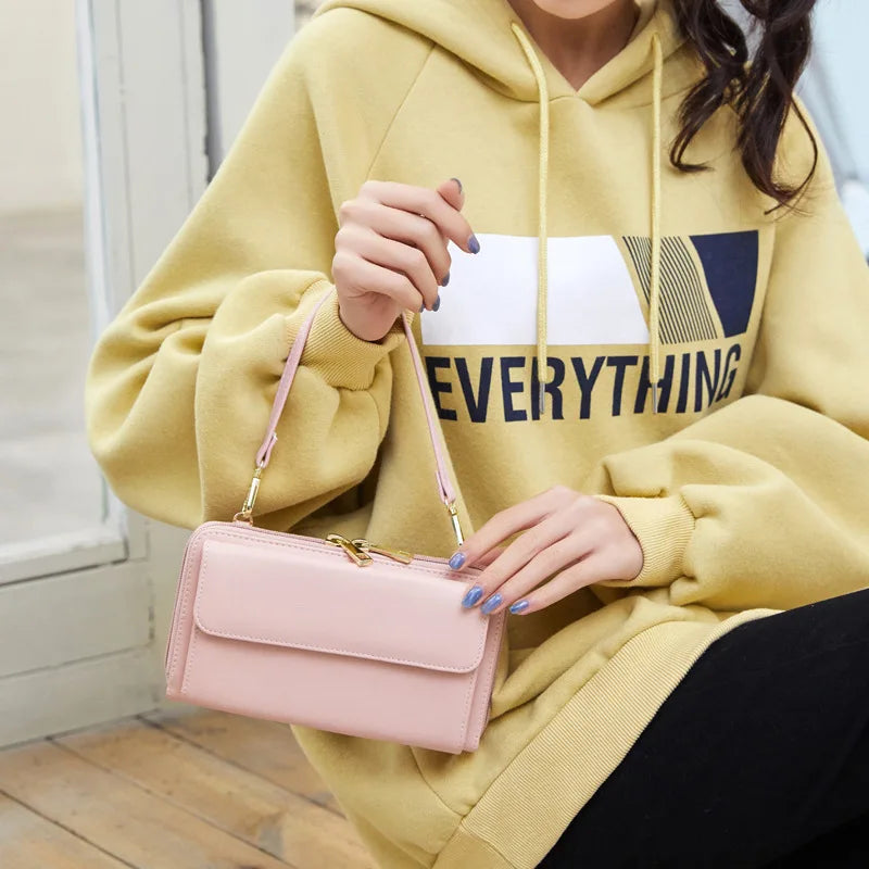 RFID Anti-theft Brush Female Wallet Touch Screen Mobile Phone Ladies Bag