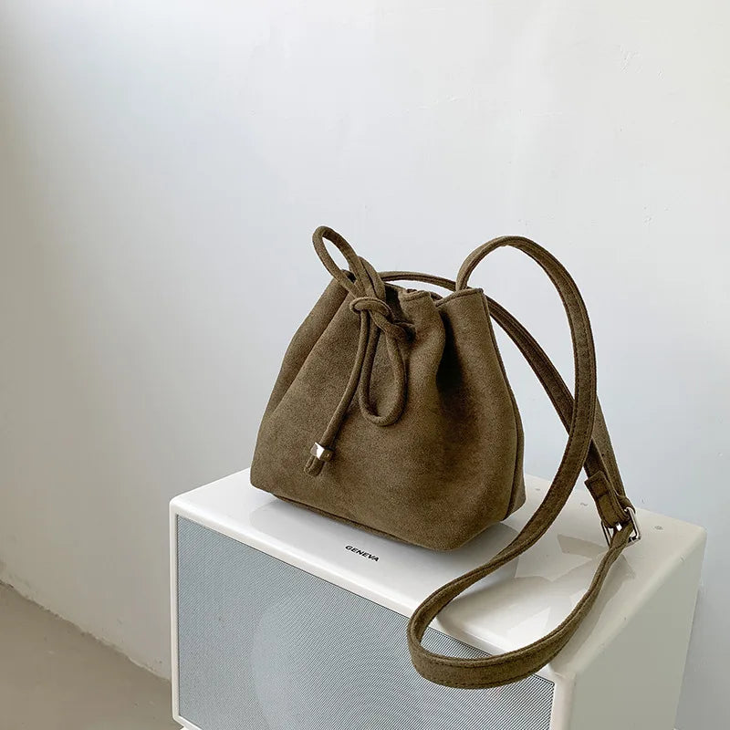 Retro Crossbody Bag Female Bundle All-in-one Mouth Bag Draw Rope Mini Bucket Bag