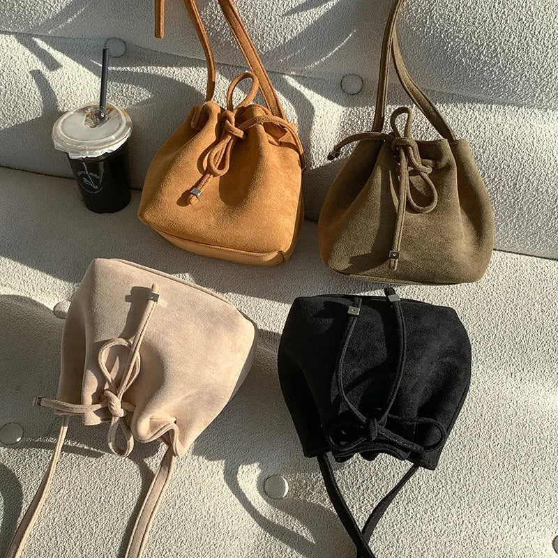 Retro Crossbody Bag Female Bundle All-in-one Mouth Bag Draw Rope Mini Bucket Bag