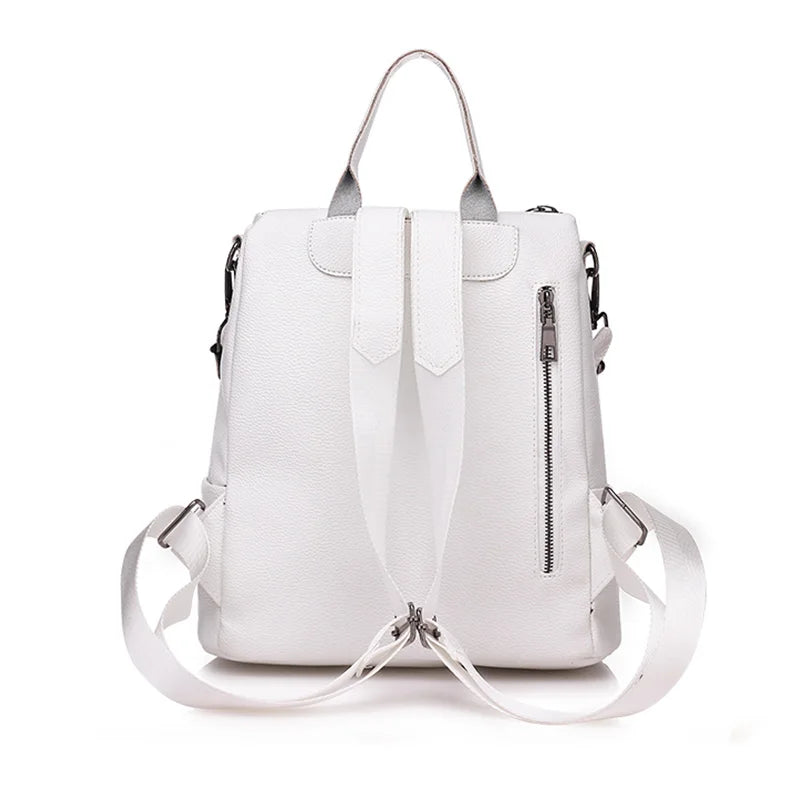 Retro Zipper Leather Backpack with Tassels