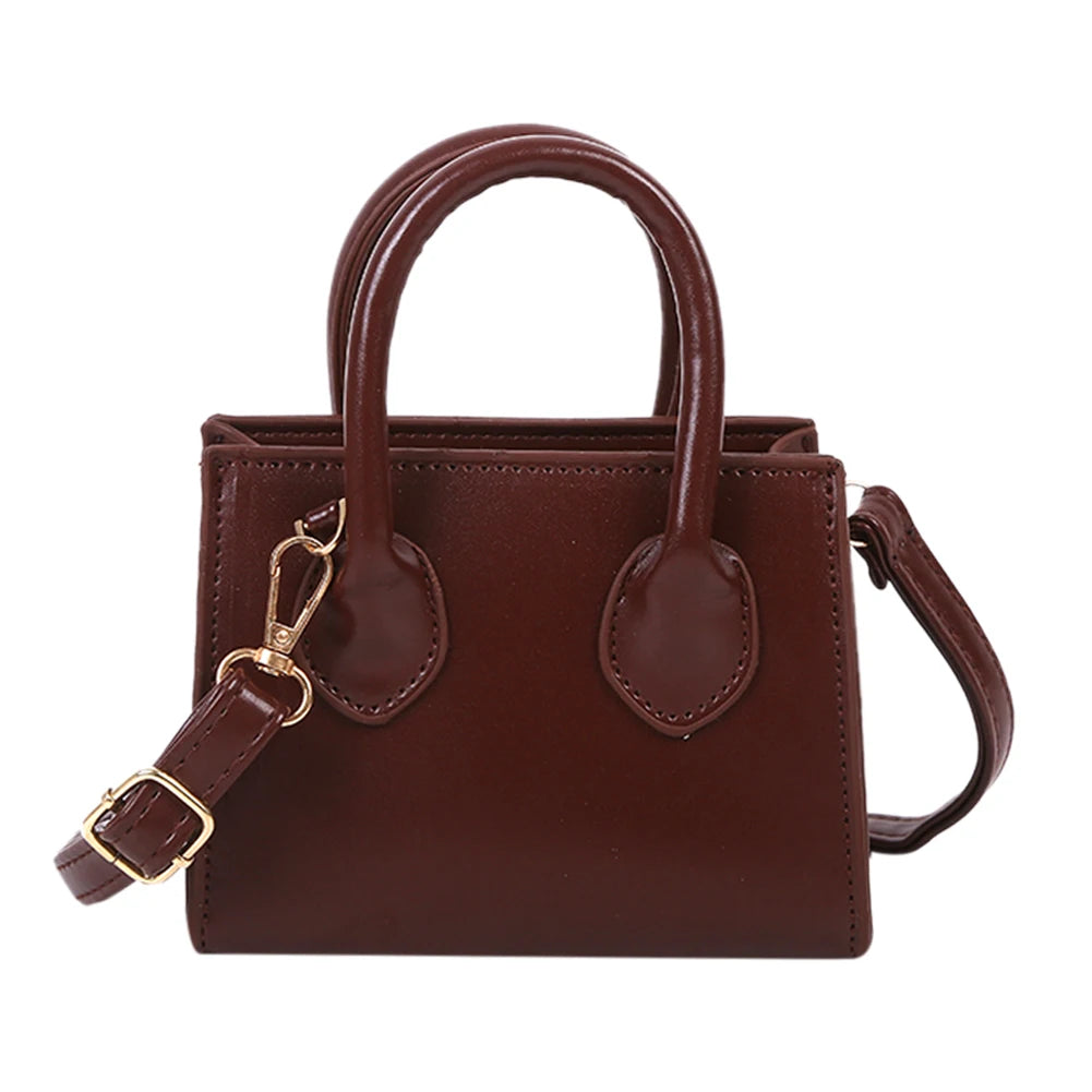 Retro PU Women Shoulder Totes Bag Portable Leather Handbag Personality Solid Fem