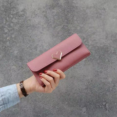 Metal Heart-shaped Long Wallet for Women Girls