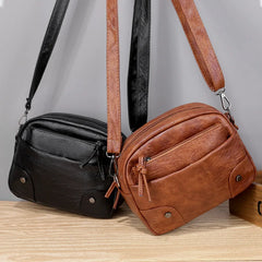 Retro Soft Leather Small Shoulder Bag Brown Messenger Crossbody