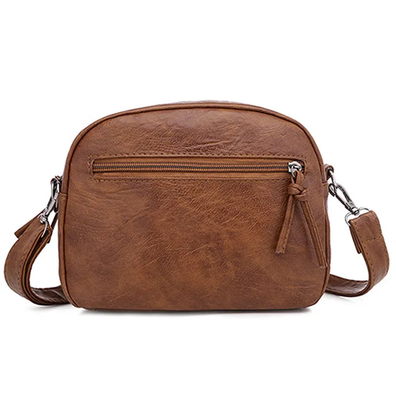 Retro Soft Leather Small Shoulder Bag Brown Messenger Crossbody