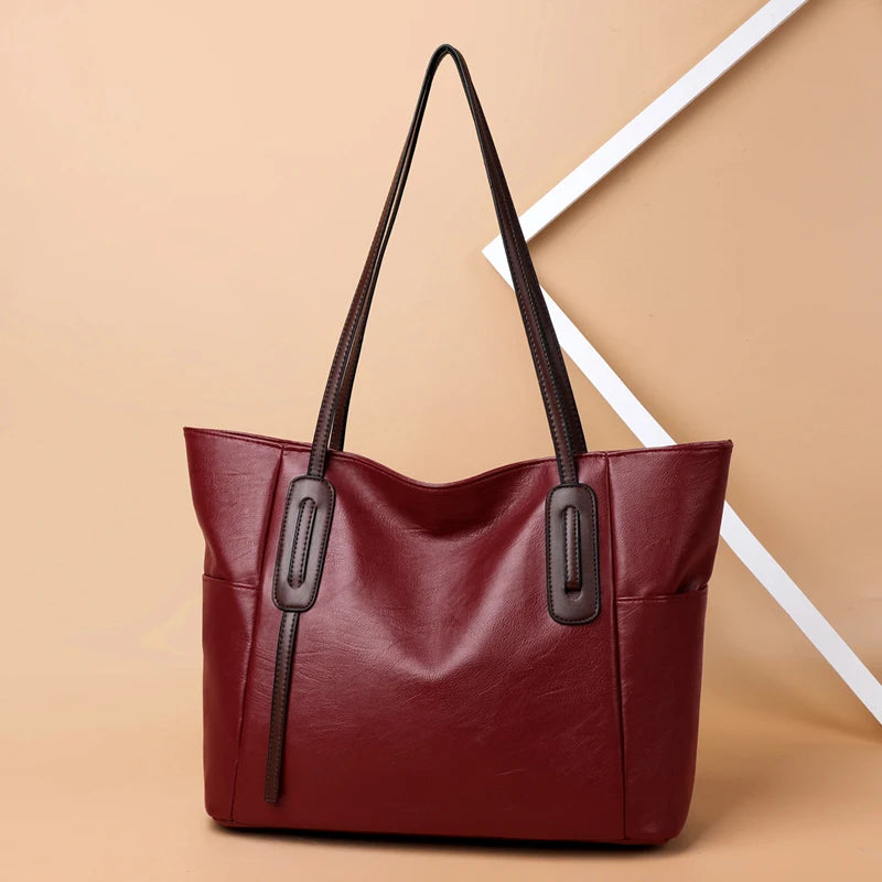 Retro Ladies Messenger Bag Large Capacity PU Shopping Bag