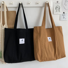 Retro Women's Canvas Shoulder Bag Solid Small Fresh Buckle Tote Bag