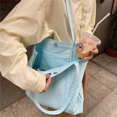 Retro Canvas Shoulder Bag Small Fresh Buckle Tote Handbag