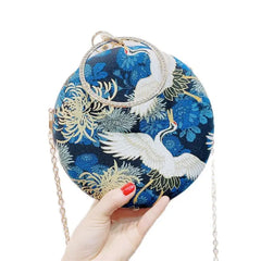 Vintage Women's Flower Handbag Evening Clutch Embroidered Chain Bag