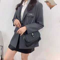 Rivet Women Bags Punk Skull Crossbody Bag Female Tote Bags Rock Small Flap Bags