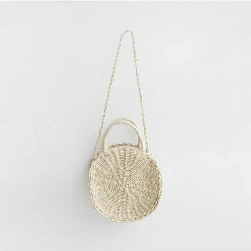 Straw Beach Bag Bohemian Tote Crossbody Bag Small Rattan Messenger Bag