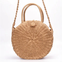 Straw Beach Bag Bohemian Tote Crossbody Bag Small Rattan Messenger Bag