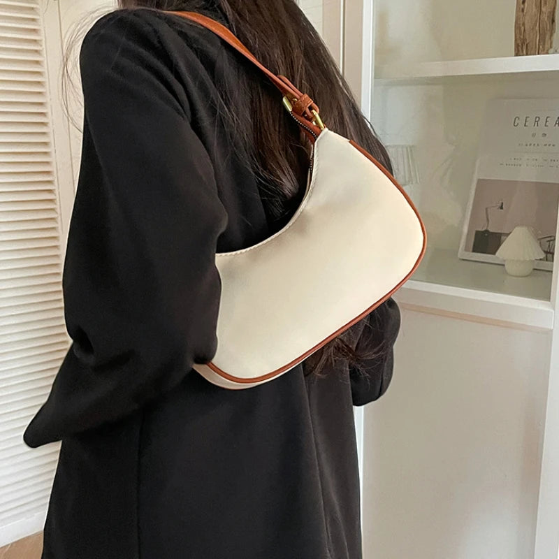 Half Moon Hobo Handbag Women Totes Zipper Underarm Bag