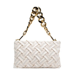 Satin Braided Small Square Bag Metal Chain One-shoulder Crossbody Women's Bag