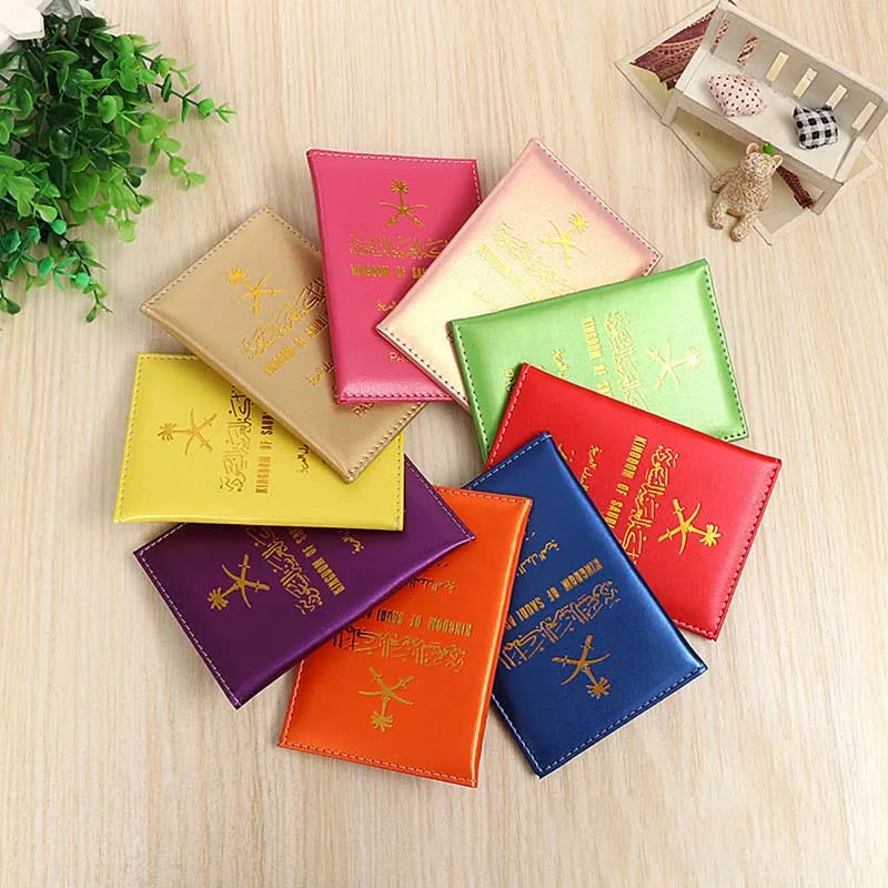 Saudi Arabia Passport Cover Pink Pu Leather for Women Men