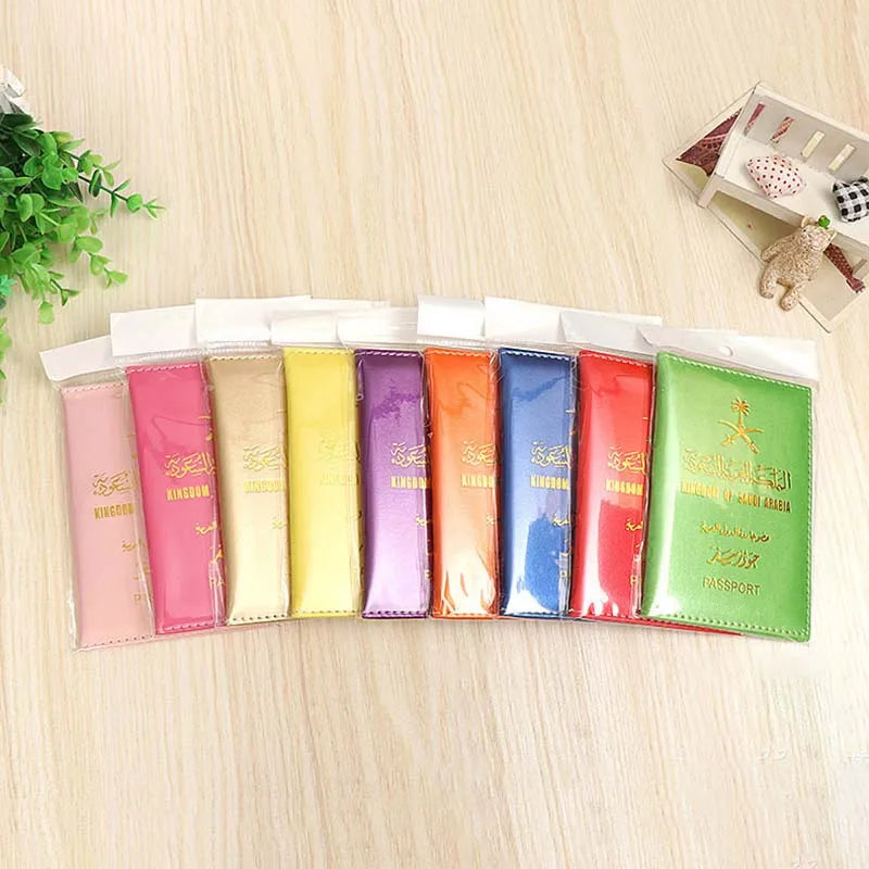 Saudi Arabia Passport Cover Pink Pu Leather for Women Men