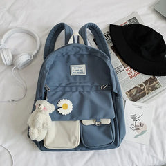 Teenage Girls Backpack School Nylon Bookbags Flowers Student Schoolbag