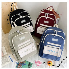 High School Student Backpack Fresh And Contrast Large Capacity