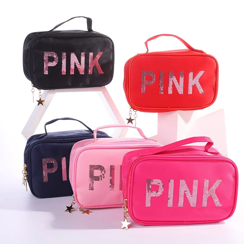 Sequined Pink Make-up Bag Travel Edition