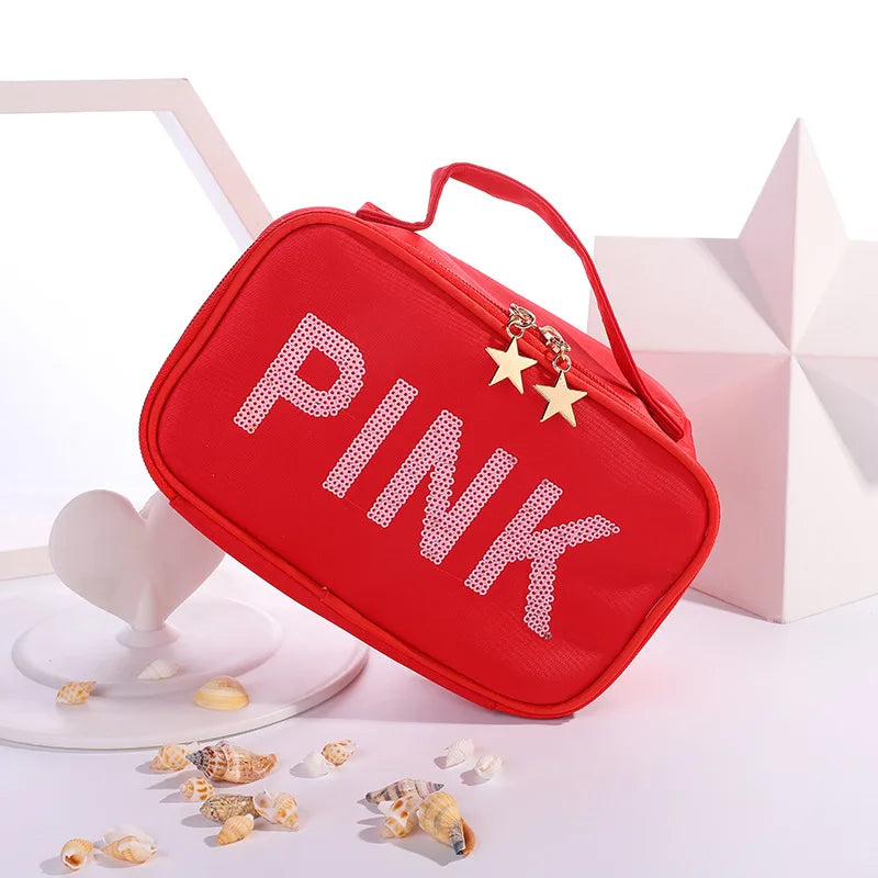 Sequined Pink Make-up Bag Travel Edition