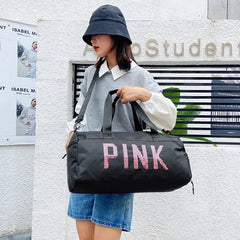 Pink Gym Bag with Shoe Compartment Waterproof Sport Bags for Fitness Training