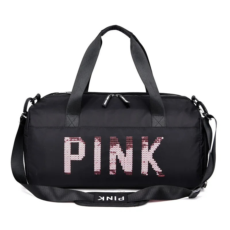 Pink Gym Bag with Shoe Compartment Waterproof Sport Bags for Fitness Training