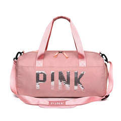Pink Gym Bag with Shoe Compartment Waterproof Sport Bags for Fitness Training