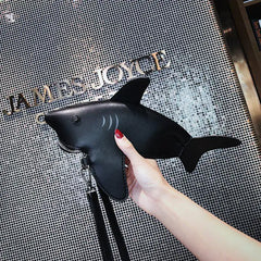 Shark Shape Messenger Bag Pu Leather Shoulder Bag Cartoon Small Bag