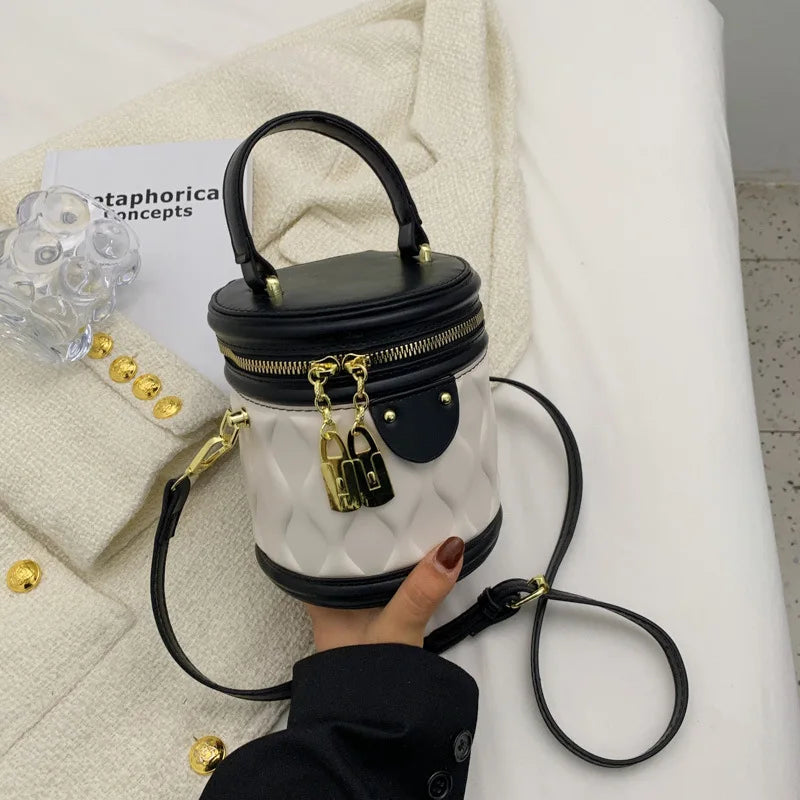 Women's Crossbody Shoulder Bag Cylinder Large Capacity Bucket Tote Purse
