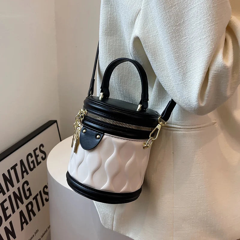Women's Crossbody Shoulder Bag Cylinder Large Capacity Bucket Tote Purse