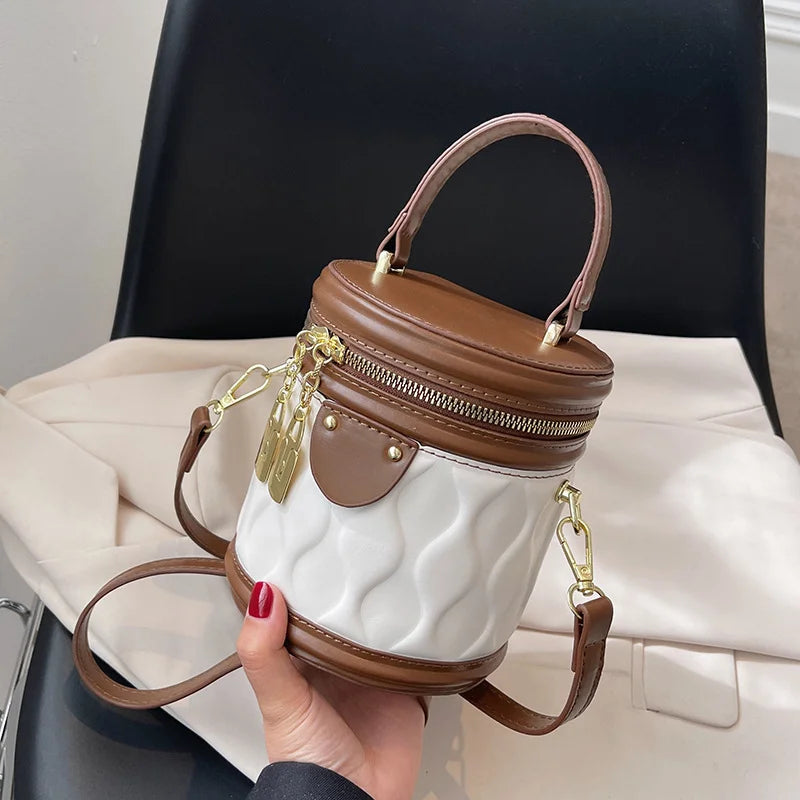 Women's Crossbody Shoulder Bag Cylinder Large Capacity Bucket Tote Purse