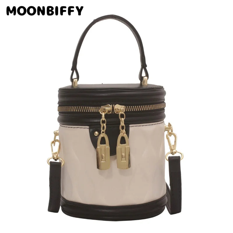 Women's Crossbody Shoulder Bag Cylinder Large Capacity Bucket Tote Purse