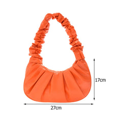 Women's Pleated PU Leather Shoulder Bag Tote