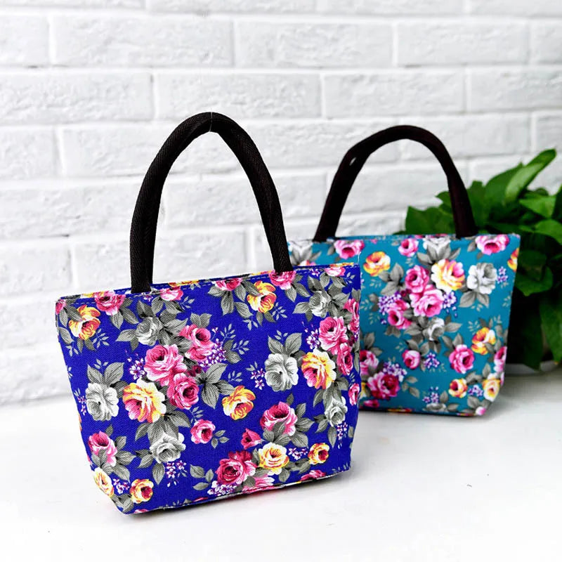 Women Handbag Canvas Shoulder Bag Female Flowers Printed Girls Big Capacity
