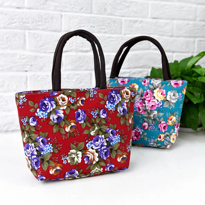 Women Handbag Canvas Shoulder Bag Female Flowers Printed Girls Big Capacity