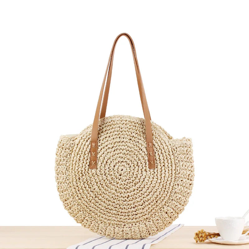 One Shoulder Straw Bag Woven Beach Bag Women's Bag