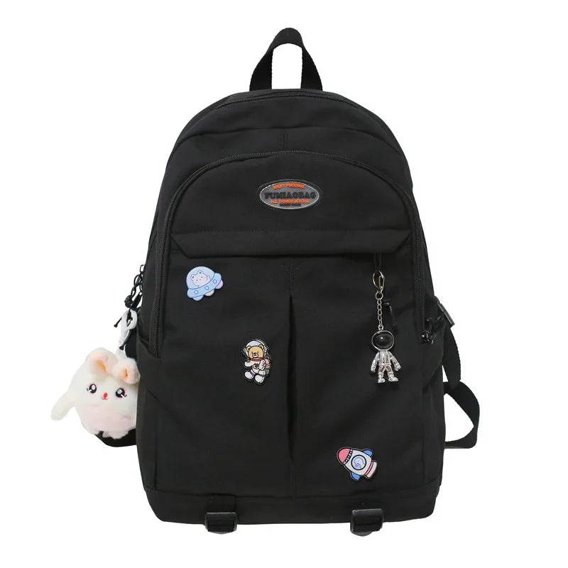 Simple Teenage Girl Backpack Solid Women Student Schoolbag