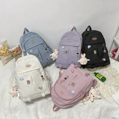 Simple Teenage Girl Backpack Solid Women Student Schoolbag