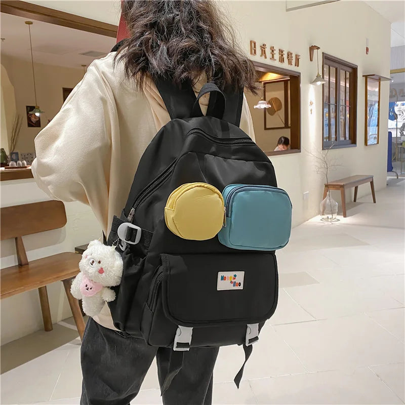 Simplicity Teenage Girl Student Schoolbag Large Capacity Women Backpack Book Bag