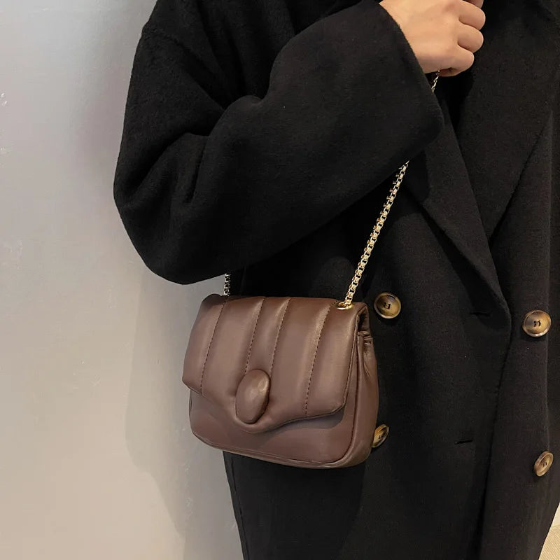 Small Chain PU Leather Crossbody Bag for Women Totes Shoulder Bag Lady Handbags