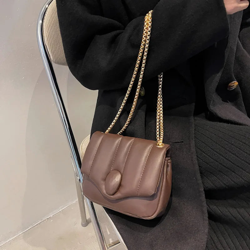 Small Chain PU Leather Crossbody Bag for Women Totes Shoulder Bag Lady Handbags