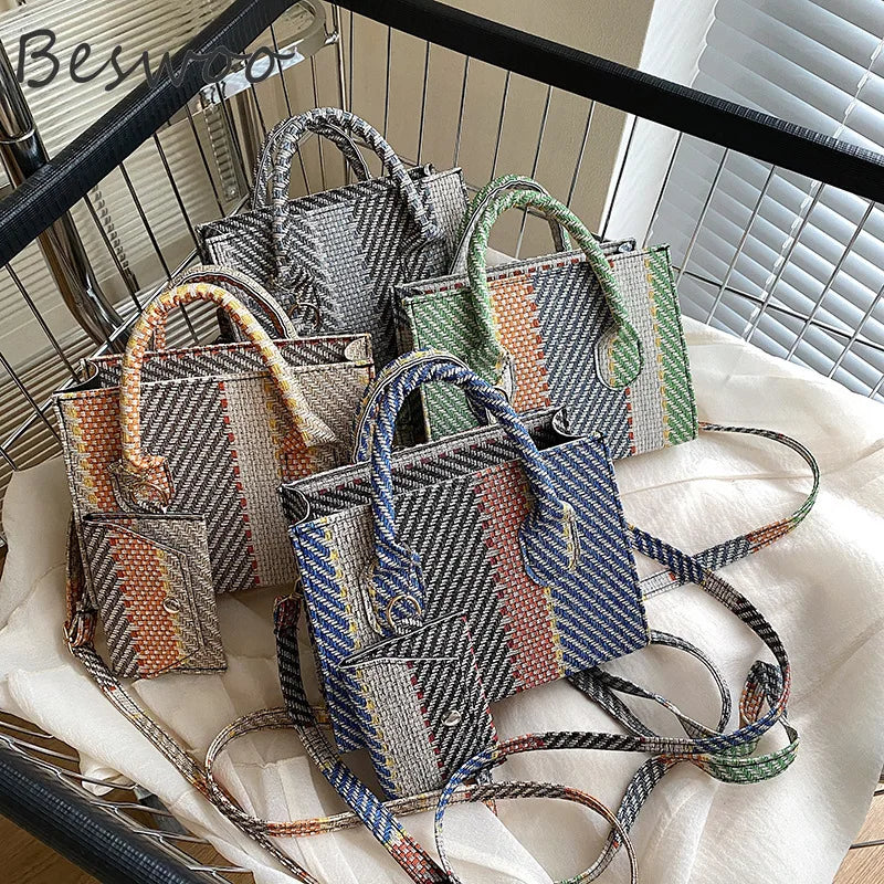 Mini Tote Bags Striped Crossbody Bags Ins Shoulder Bag