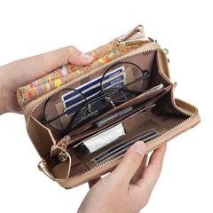 Cork Butterfly Pattern Shoulder Bag for Women Wallet Chain Crossbody Bags