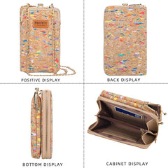Cork Butterfly Pattern Shoulder Bag for Women Wallet Chain Crossbody Bags